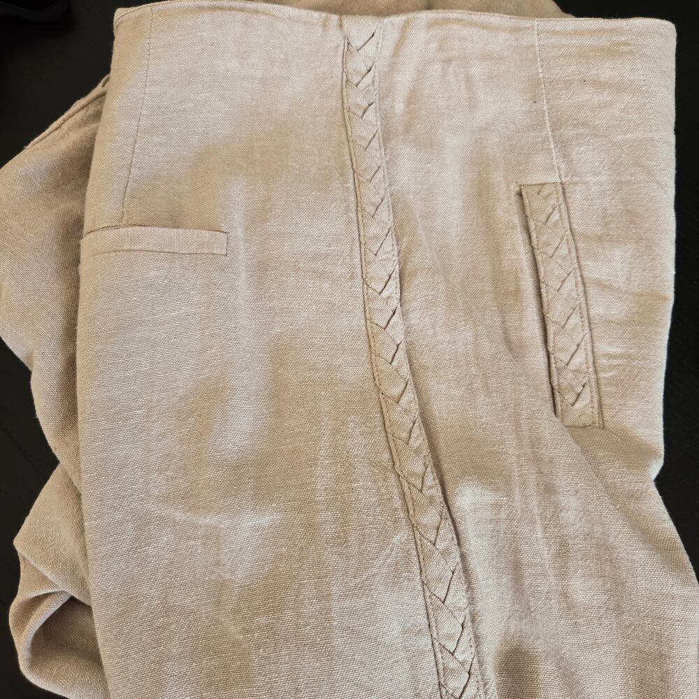 Jason Wu Quiet Luxury Linen Minimalist Pants Coastal Natural Braided Women 6 - Picture 8 of 13